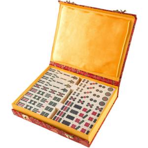 HEY! PLAY! Chinese Mahjong Set with Ornate Storage Case - Traditional Mahjong Tile Game with 146 Engraved Tiles and Two Dice for Adults and Kids, 8 Years and Up