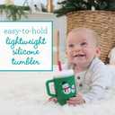 Infantino My 1st Tumbler, 9 Oz. Silicone Sippy Cup with Straw & Handle, Spill-Resistant Baby Cup for On-the-Go, BPA-Free Transition Bottle, Green Snowman