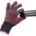 AFT90 Heat Resistant Glove for Hair Styling, Curling Iron, Flat Iron and Curling Wand, Pink Edge, Silicone Bump, 1 Piece