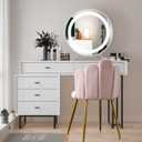 Vanity Chair for Makeup Room - Midcentury Modern Accent Velvet Chair with Back Support, Gold Legs for Living Room Bedroom (Pink), 19.29D x 21.26W x 16.93H in