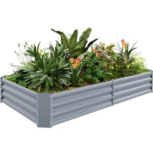 Galvanized Raised Garden Bed Kit for Vegetables, Galvanized Large Metal Planter Raised Garden Boxes Outdoor(Modern Grey) 6×3×1ft 