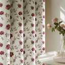 Beauoop Floral 100% Blackout Curtains 84 Inches Long 2 Panels for Bedroom Living Room Red Brown on Beige Vintage Rose Flower Patterned Room Darkening Thermal Soundproof Grommet Window Drapes, 52 x 84