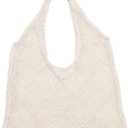 Crochet Beach Tote Bag Woven Mesh Beach Purse Summer Vacation Boho Knit Bag (Apricot)