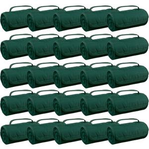 25 Ct of Roll-Up Blankets for Camping, Travel, Outdoors, Beach, Picnics Hunter Green Hook + Loop Closure for Easy Use in Cars & on Airplanes Customizable for Promotions & Events