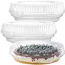 10" Plastic Disposable Pie Containers with Hinged Locking Lids | 5 Round Pie Keepers/Flan Cake Containers for Transport