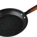 Non-stick frying pan, granite-coated skillet, lightweight egg pan, chef's frying pan,Fried eggs don't stick to the pan wooden handle (10 inches)
