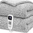 Heated Blanket Electric Blanket Throw - Fast Heating Blanket Throw Double Sided Sherpa Ultra Soft Cozy with 6 Heating Levels & 1-4 Hours Auto Off, Machine Washable, 50 x 60 Inches, Grey