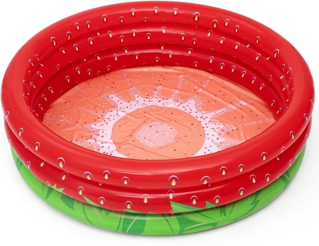 H2OGO! Bestway Sweet Strawberry Pool - 66" x H15 - Inflatable 3-Ring Play Pool, Kids,103 Gallon, Ages 2+