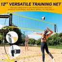 Dimples Excel 12x8 FT Professional Portable Volleyball Net Set with 4 Adjustable Height Levels (5.05–8 FT), Includes Volleyball, Pump, Carry Bag and Sandbags for Indoor/Outdoor Training