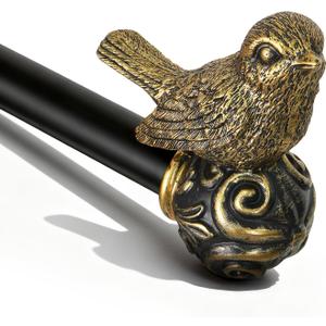 Black Curtain Rods for Windows 72 to 144 Inch, Vintage Decorative Curtain Rod with Gold Bird Finials, 1'' Adjustable Heavy Duty Drapery Rod Set for Bedroom Living Room Kitchen,36-150''