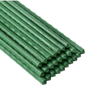 FORUP Garden Stakes, 25 Pack Steel Plant Stakes with Plastic Coating for Climbing Plants, Tomato Eggplant Bean Support, Rust-Resistant Outdoor Garden Stakes (48 Inch)