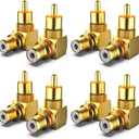 8-Pack RCA Right Angle Adapter 90 Degree RCA Male to Female Adapter Angled Connector Elbow Plug (4 Black + 4 Red)