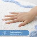 TRUEDAYS Blue Scalloped Bath Mat - Cute Bow Bathroom Rugs Small Non Slip Bath Mat, Soft & Absorbent Bath Rugs for Bathroom Decor, Tub, Vanity Floor (32*20 Inches)
