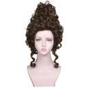 Short Curly Updo Beehive wig Synthetic Fiber Queen Hair Funny Cosplay Wig for Women Halloween Costume (Brown)