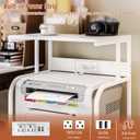 VEDECASA Mobile High Printer Stand with Power Outlet Charging Plugs USB Port Office Storage Shelf Includes Computer Tower CPU Stand Holder with Wheel (White)