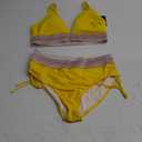 Blooming Jelly Women High Waisted Bikini Sets Tummy Control Swimsuits Color Block Two Piece Drawstring Bathing Suit (XX-Large, Yellow)