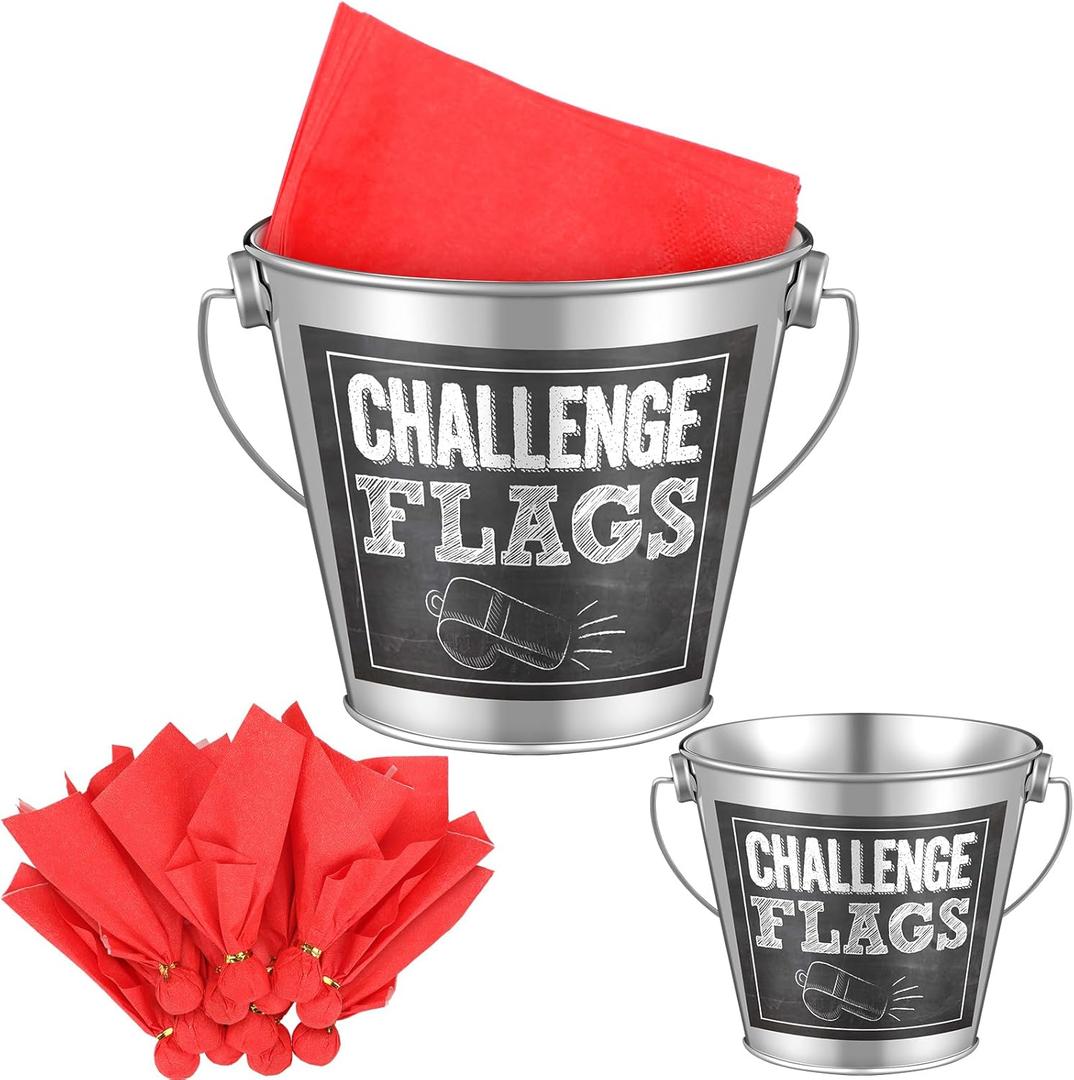 Yungyan 51 Pcs Football Challenge Flags Football Party Supplies Set Red Challenge Flag Napkins Sport Birthday Chalkboard Sign for Game Party Accessory