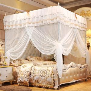 Gavigain Luxury Bed Curtains Canopy, Ruffle Tassel 4 Corner Post Canopy Netting, Bede Canopy Elegant Curtain Net Bed Canopy for Girls Kids Toddlers Crib Adult, Bedding Decor(180 * 200 * 200)