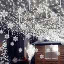 Syhood 28 Pcs Christmas Hanging Ceiling Snowflake Decorations 10000 Strand Tinsel Icicles Ornament Christmas Hanging Snowflakes Ornament for Winter Decor Holiday Wonderland(Silver)
