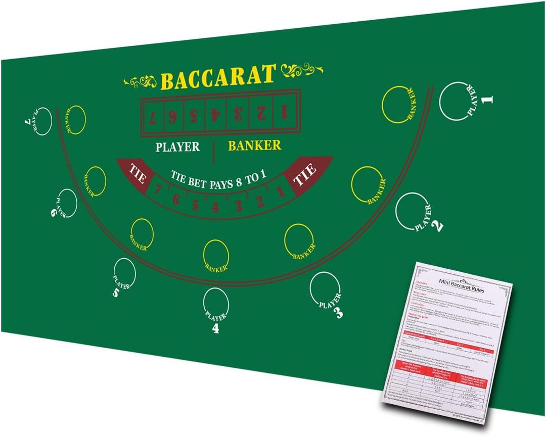 GSE Games & Sports Expert 36" x 72" Casino Layout Felt, Professional Casino Tabletop Mat for Parties, Casino Poker Game Night