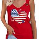 American Flag Lace Up Tank Tops for Women 4th of July Shirts Sleeveless Stars Stripes US Flag Patriotic Tee Tops M