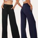 TNNZEET 3 Pack Women's Wide Leg Pants with Pockets - Casual Loose Yoga Trouser Pants Sweatpants Palazzo Lounge Pajama Pants (Black). XL Size