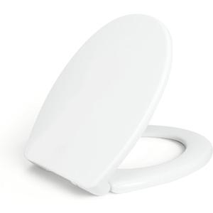 LUXE TS1008R Round Comfort Fit Toilet Seat with Slow Close, Quick Release Hinges, and Non-Slip Bumpers (White)