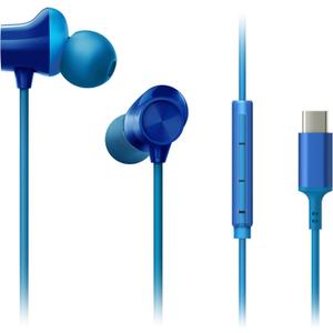 Panasonic ErgoFit Wired Earbuds, in-Ear Headphones with Microphone and Call Controller, Ergonomic Custom-Fit Earpieces (S/M/L), USB-C Compatible - RP-TCM325-A (Blue)