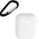 Soft Silicone Protective Case Cover with Keychain for Apple Airpods 2 (White)