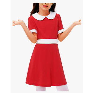 Remimi Halloween Girls Short Sleeve Peter Pan Collar A-Line Red Dresses S