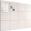 Bumusty Large Cork Board Alternative-48 x 36" Felt Bulletin Board Tiles, with 30 Pushpins, 70 Adhesive Tabs, Bold-Stripe 12-Pack, Cork Boards for Office Push Pin Board Felt Board-Oatmeal