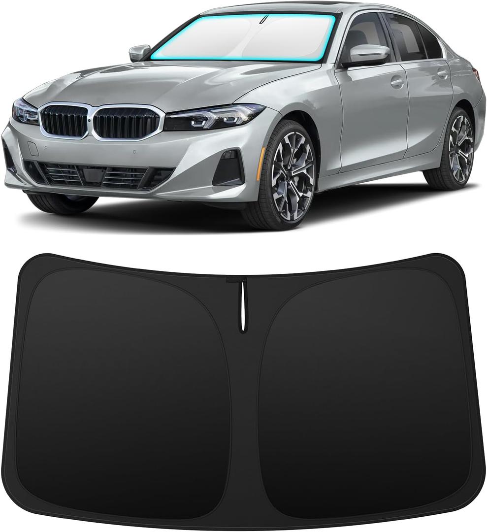 INSAUTO Custom Fit Windshield Sun Shade Accessories for BMW 3 Series 2019-2026 (330i/M340i), Foldable Front Window Sunshade, UV & Heat Reflector, Keeps Interior Cool, Includes Storage Bag