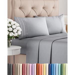 King Size 4 Piece Sheet Set - Comfy Breathable & Cooling Bed Sheets Set - Hotel Luxury Bedding for Women, Men, Kids, Teens, Boys & Girls - Deep Pockets, Ultra-Soft, Wrinkle Free - Oeko-Tex - Dark Grey