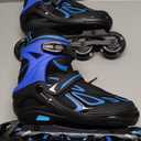 2PM SPORTS Vinal Girls Adjustable Flashing Inline Skates, All Wheels Light Up, Fun Illuminating Skates for Kids Men Adult Women and Boys (Large - Youth (4-7 US), Azure & Blue)