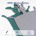 ZIGJOY Bunny Lovey Muslin Cotton Baby Security Blanket Soft Breathable Lovies for Babies Gifts for Newborn Infant Toddler Boys and Girls, Grey & Blue