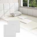 3D Anti-Collision Wall Padding for Kids, White Peel and Stick headboard Panels, Self-Adhesive Headboard Panels for Wall, Bedroom/Living Room Upholstered Wall Panel(12 Pack -11.8" x 11.8")