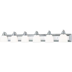 Livex Lighting 10506-05 Transitional Six Light Bath Vanity from Springfield Collection Finish, Polished Chrome, 48 x 7 x 7