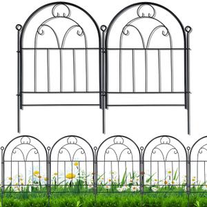 Decorative Garden Fence Border 10 Panels, 21in x 11ft Rustproof Metal No Dig Fence Animal Barrier for Dog, Arched Flower Bed Edging Section Panel Fencing for Yard Landscape Patio Outdoor Decor, Black