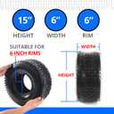AR-PRO Combo Pack 15x6.00-6 Lawn Mower Tires (2 Tires+3 Tubes) - 4 Ply Replacement Tires and Tubes Heavy Duty for Lawn Garden Yard Tractors and ATVs
