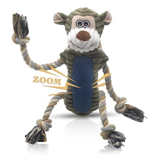 BUYPOW Funny Plush Dog Chew Toys, Squeaky Dog Toys, Interactive Tug of War Puppy Toys, Stuffed Dog Toys for Small, Medium and Large Dogs - Monkey