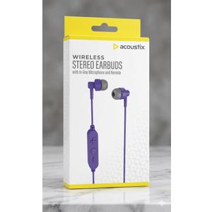 Acoustix Wireless Stereo Earbuds with In-Line Microphone and Remote 
