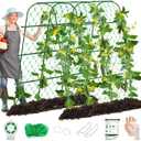 65"65" Upgrade Heightened Cucumber Trellis for Raised Bed, U-Shape Garden Trellis for Climbing Plants Outdoor, Adjustable Metal Arch Vegetables Trellis with Climbing Net for Tomato, Bean ,Grape ,Zucchini