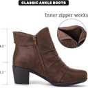 Ruiee Ankle Boots for Women Heeled Fashion Booties. (Brown, 7)