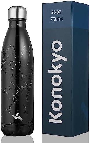 Konokyo Insulated Water Bottles,25 oz Double Wall Stainless Steel Vacumm Metal Flask for Sports Travel,Marble Midnight