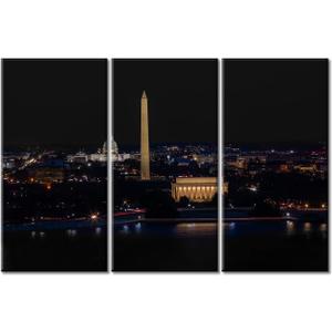 TUMOVO Black and White Cityscape Downtown Washington DC Poster Canvas Wall Art Capitol Building Wall Decor Living Room Painting Artwork Wall Decor for Bedroom Framed Ready to Hang (60" Wx40 H)