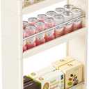 MiaLi 3 Tier Slim Storage Cart with Wheels, 1 PCS White Utility Slim Cart with Plastic, Adjustable Size for Laundry Kitchen Bathroom Narrow Places, Easy to Clean, Space Saving (White)