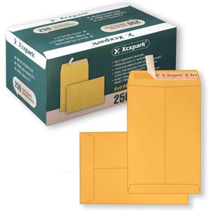 Xxcxpark 250 PCS 6x9 inches Security Catalog Envelopes Printable Self Seal Envelopes, Anti Tear brown Kraft Envelopes for Invitation Cards, Pictures, Photos, Documents