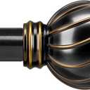 Black Curtain Rods for Windows 72 to 144 Inches Adjustable Length Heavy Duty 7/8" Diameter Window Curtain Rod with Decorative Finials for Outdoor Farmhouse Bedroom Kitchen Living Room (36"-150"|1 Pack)