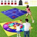 2-in-1 Outdoor Giant Tic Tac Toe Bean Bag Toss Games for Kids Adults, 4.5Ft Double-Sided Large Outside Lawn Yard Backyard Carnival Field Day Beach Picnic Camping Birthday Party Family Reunion Game