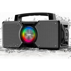 Hupoaf Speakers Bluetooth Wireless,160W Max Loud Bass Outdoor Speaker, IPX7 Waterproof, Boombox Sound, All Day Battery, Wireless TWS Pairing Speaks Portable for Party, Outsides, Beach,Garage